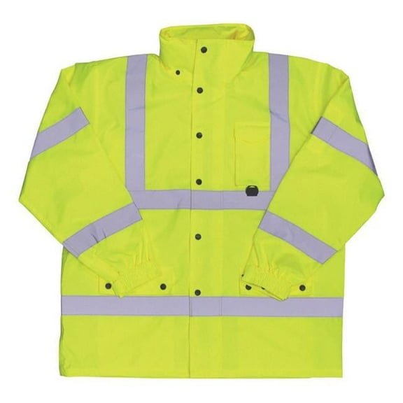 Hi-Vis Yellow Polyester Unisex Rain Jacket, 2XL