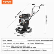 VEVOR Power Trowel, 24” Walk-Behind Cement Trowel with Float Pan, 6HP Gas-Powered Smooth Concrete Surface Finisher, Heavy Duty Commercial Screed Concrete Cement with Finishing Blade, Orange