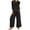 Black, variant on Scyoekwg Two Piece Outfits for Women Cotton Linen Lounge Sets Casual Sweatsuits Sets Loose Solid Color Tracksuit Trendy Short Sleeve Round Neck Tops Wide Leg Pants Outfits (Black,XXXXXL)