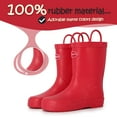 thumbnail image 2 of Kushyshoo Red Matte Kids Rain Boots for Girls Toddler Waterproof Rubber with Easy-On Handles Size 1, 2 of 6