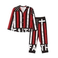 thumbnail image 1 of Fotbe USA Flag Cross Conjunto de Pijama de Manga Larga para Mujer con Estampado, Ropa de Dormir de 2 Piezas, Conjunto de Casa Suave y Cómodo con Bolsillos-Medium, 1 of 7