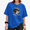 Blue-1, variant on Women's Vintage Sepia Full Moon Two Tone Copy Moon Joy Quote Graphic Cropped Short Sleeve T-shirt Classic Relaxed Fit Casual Tee For Retro Night Sky Aesthetic Lovers