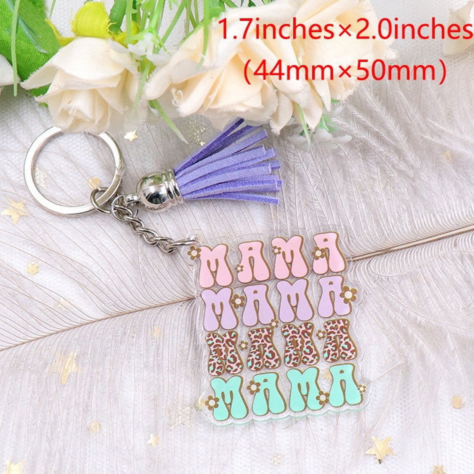 Acrylic Keychain Mothers Day Gift Floral Glitter Key Ring for Couples Spring Festival Present Key Accessories and Ring
