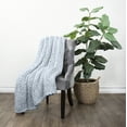 thumbnail image 2 of Light Blue Chunky Knit Throw Blanket, One Size, by Noble Linens, 2 of 5