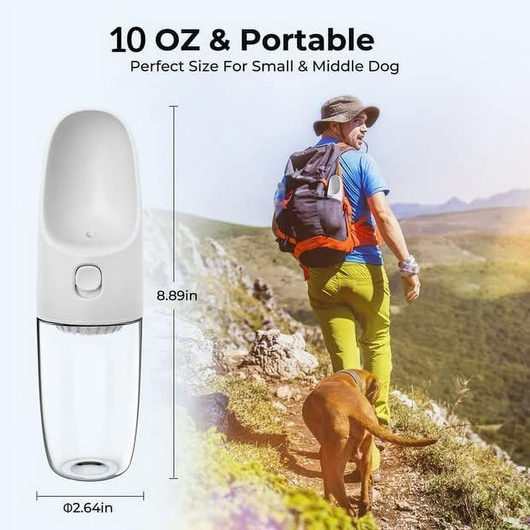 DOGNESS Dog Water Bottle with Filters, Portable Leak Proof Dog Water Bowl  Dispenser with Drinking Feeder for Pets Outdoor Travel, Walking, Hiking,  Camping, Food Grade Plastic (10oz,White) - Walmart.com