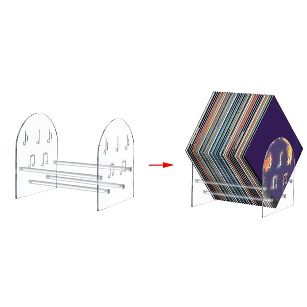 Soporte de almacenamiento de discos de vinilo, estante de exhibición de CD, soporte de almacenamiento de álbumes transparente acrílico para archivos