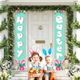 thumbnail image 3 of PATLOLLAV Easter Porch Sign Happy Easter Hanging Banners Cartoon Rabbit Bunny Egg Door Sign Colorful Easter Spring Door Banner for Indoor Outdoor Home Party Wall Decoration, 12 x 72 Inch, 3 of 4