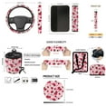 thumbnail image 6 of Jeiento Car Accessories Pink Strawberry Car Seat Cover Full Set Include Cup Coasters Key Chain Rearview Mirror Cover Trash Can Steering Wheel Covers and Seatbelt Pads Car Interior Decor, 6 of 6