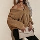 thumbnail image 2 of Top de chaqueta de felpa con botones a la moda de manga larga y cuello en V grande para mujer Pompotops gfhjh5542, 2 of 7