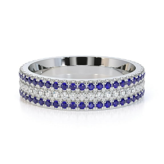 925 Sterling Silver Twisted Round 1.10 Ctw Tanzanite & White Topaz Stackable Band Women Engagement Ring, Wedding Anniversary Rings