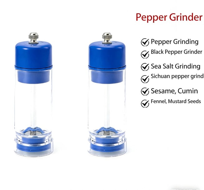 Ceramic Manual Grinder Set - 2 Light Blue Spice Mills for Pepper, Sea Salt, and More