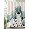 thumbnail image 2 of Shower Curtains Turquoise Tulip Bath Curtain Retro Plant Floral Waterproof Bathroom Shower Curtain Set with Hooks Decoration 36 x 72 Inches, 2 of 7