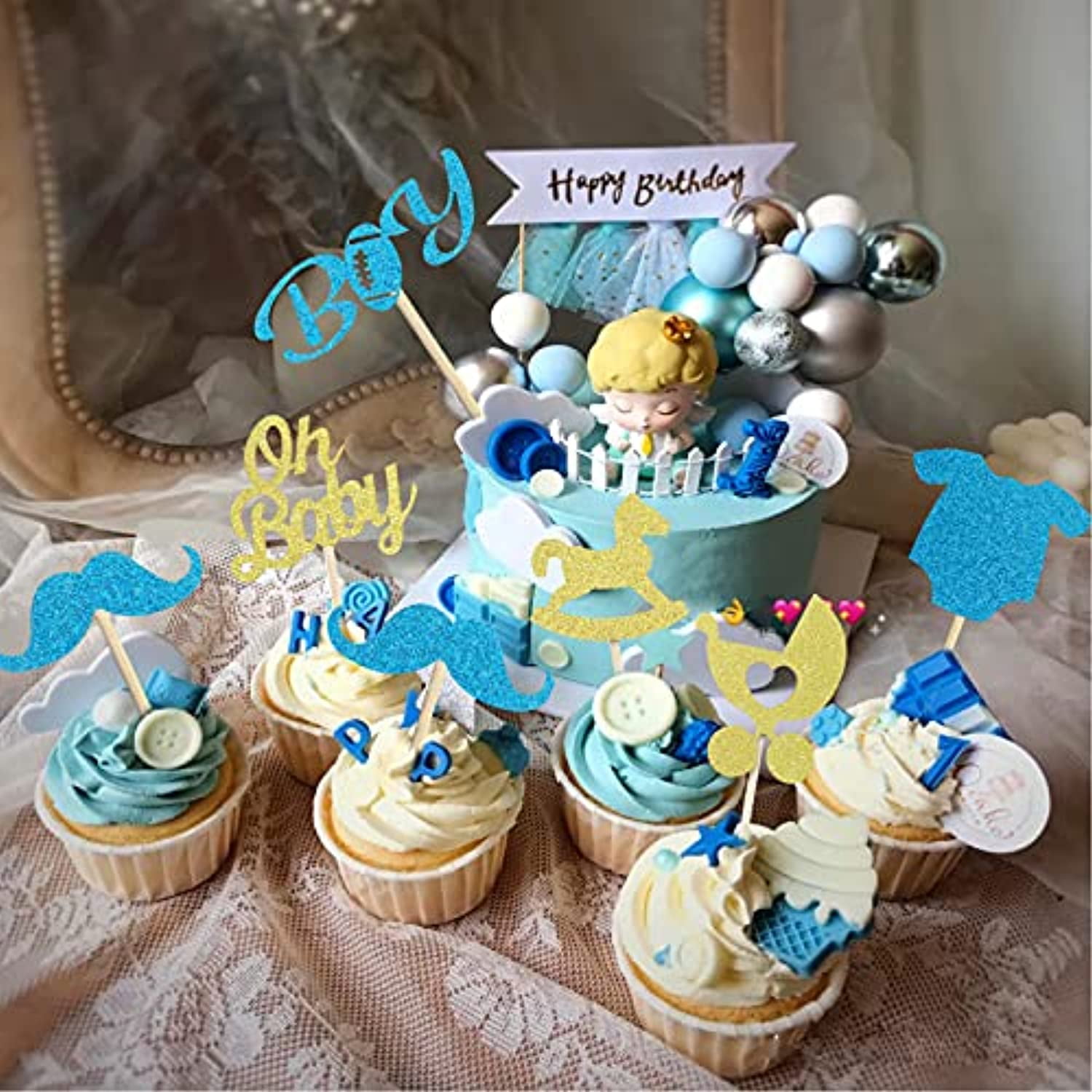 48Pcs Cupcake Toppers Wrappers for Kids Birthday Cake Decorations Party  Supplies for Girls Boys Baby Shower Party Favors - Yahoo Shopping