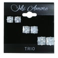 thumbnail image 2 of Silver-Tone Ascending Sized Square Shaped Stud Earrings Set With CZ Accent For Women 36TE10277CZ, 2 of 2