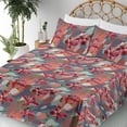 thumbnail image 3 of Ambesonne Alstroemeria Fitted & Flat Sheet with Sham 3 Pcs Set, Abstract Boho Blooms, Twin XL, Dark Pink Coral Indigo, 3 of 5