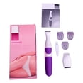 thumbnail image 3 of Depiladora 2 en 1 para mujer, depilación en húmedo, en seco, eléctrica, inalámbrica, cabezal flexible, recortadora de bikini, depiladora morada, 3 of 15