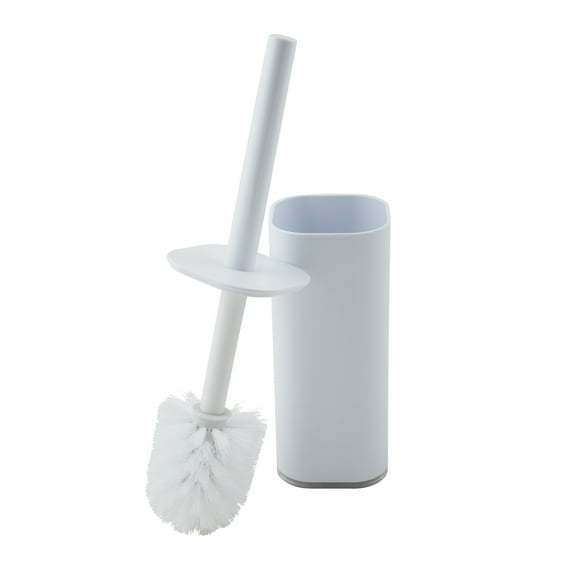 Bath Bliss Acrylic Square Toilet Brush and Holder Set in White