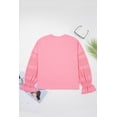 thumbnail image 6 of Women's Sachet Pink Drop Shoulder Lace Ruffled Sleeve Patchwork Loose Sweatshirt | [ZhiHiMeRi] | (US 12-14)L, 6 of 11