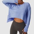 thumbnail image 2 of Camisa de entrenamiento de manga larga para mujer, ajuste holgado, agujero para el pulgar, fluido, elástico, yoga, atlético, casual, 2 of 6