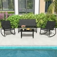 thumbnail image 1 of Costway Ensemble de Terrasse à Bascule 4 Pcs 2 Chaises Berçantes et Causeuse avec Table à Dessus en Verre Extérieur, 1 of 10