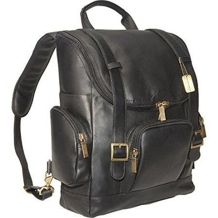 Claire Chase Portofino Computer Leather Backpack, Laptop Bag in Black
