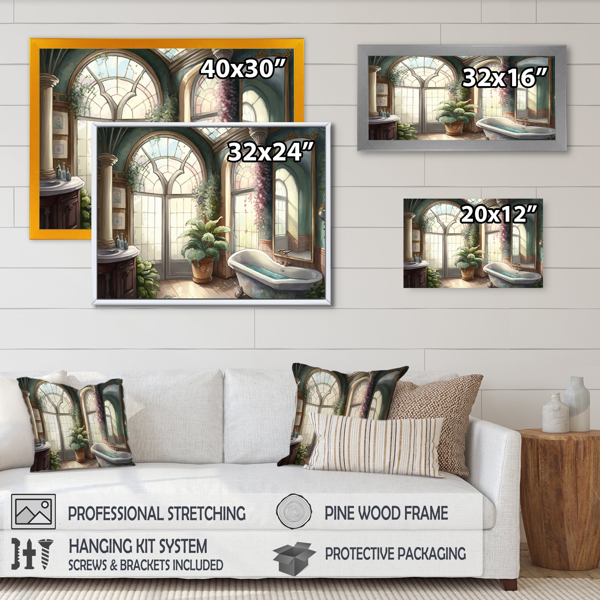 Designart Victorian Bathroom I Canvas Wall Art