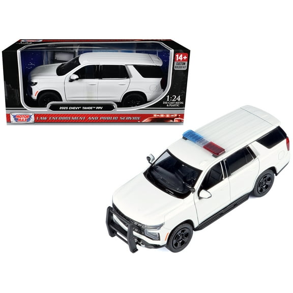 2025 Chevrolet Tahoe PPV White "Custom Builder's Kit - Law Enforcement and Public Service" Series 1/24 Diecast Model Car by Motormax