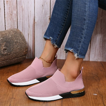 Up to 30% off  Zanvin Women s Fashion Sneakers Clearance Casual Work Shoes Non Slip Running Shoes Athletic Sneakers Thick Soled Sports Walking Shoes  Pink  Size 5-5.5