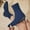 #278-Navy, variant on Women's Fashion Casual Ankle Boots - Chunky Heel Pointed Toe Knit Sock Booties for Autumn Winter Commuting & Daily Wear