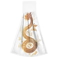thumbnail image 2 of Golden Dragon Flowers Hanging Towels with Loop Hand Towels Nylon Fastener Tape Design Dish Cloths 2 Pieces, 2 of 7