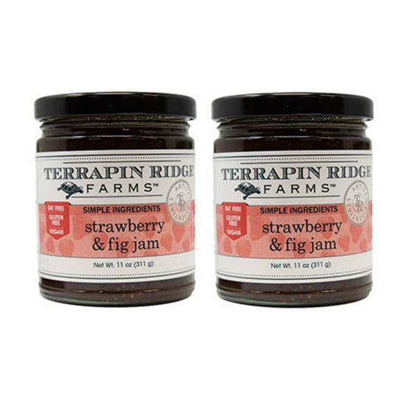 Terrapin Ridge Farms Strawberry & Fig Jam, Gluten-Free, Fat-Free, Vegan Spread, 2-Jar pack
