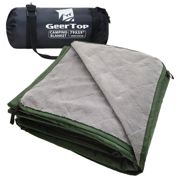 GEERTOP Waterproof Outdoor Camping Blanket for Cold Weather, Large Stadium Blanket with Coral Fleece Lining for Travel, Picnic, Sports, Football Game, Dog - Machine Washable