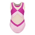 thumbnail image 4 of Alvivi Kids Girls Sparkling Sleeveless Leotard Gymnastics Mesh Splice Bodysuit Performance Costume Hot Pink 6, 4 of 7