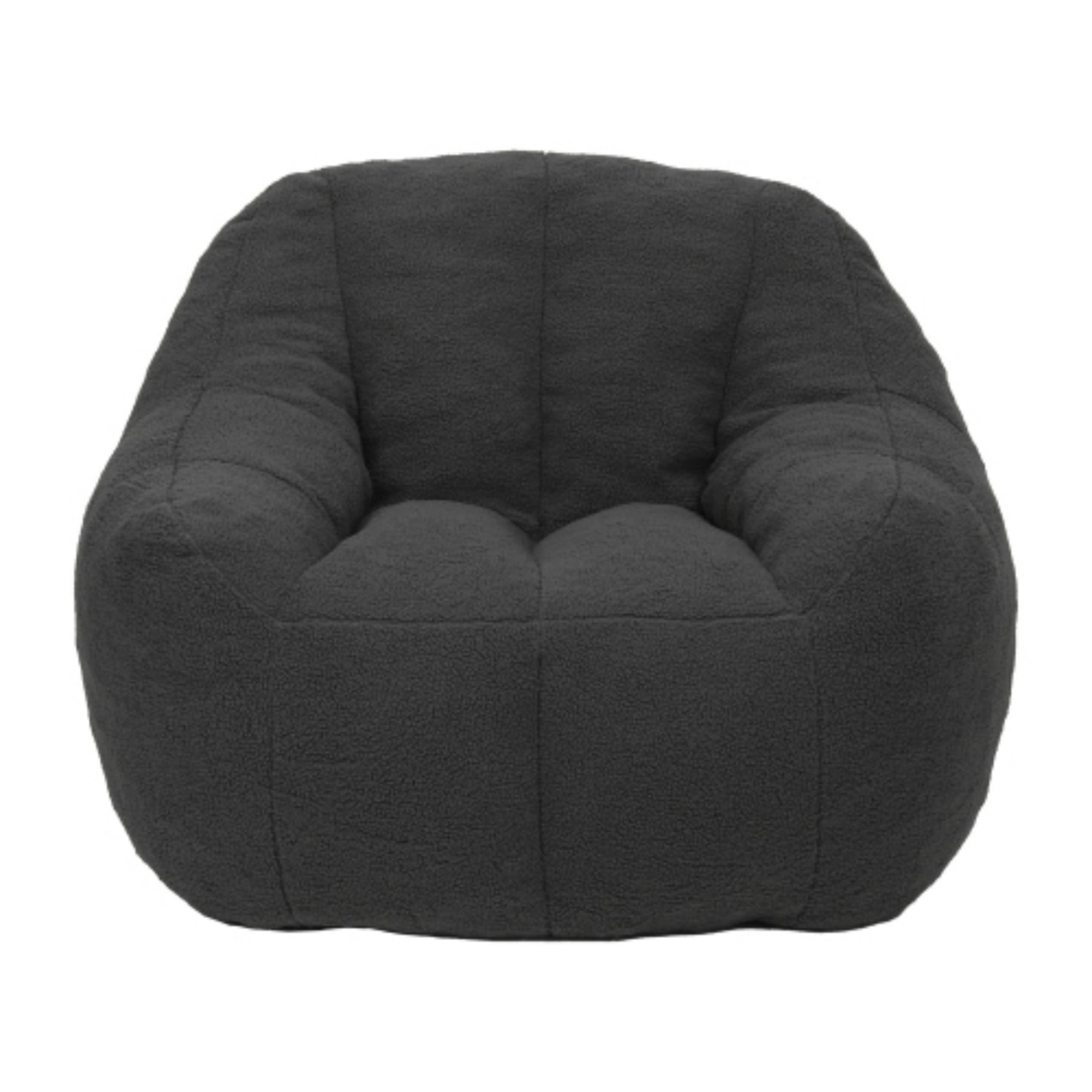 Bean Bag Chair with Filler, Teddy Faux Fur Bean Bag Sofa with Memory Foam for Dorm Living Room Bedroom, Dark Gray