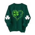thumbnail image 2 of St. Patrick's Day Sweatshirt for Women Watercolor Shamrock Graphic Crewneck Long Sleeve Ribbed Cuffs Loose Fit Festive Clothes Pullover Top, 2 of 4