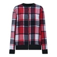 thumbnail image 1 of Chaquetas de Mujer Informales con Cremallera, de Franela A Cuadros, Larga, Holgadas, Ideales para Otoño. Rojo L, 1 of 7