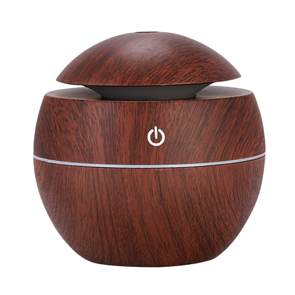 Desktop Mini Aromatherapy Cool Mist Diffuser,130Ml Capacity,Wood Grain Humidifier with LED 7-Color Lights for Office, Bedroom, Dorm Room(3.9x3.7inch)