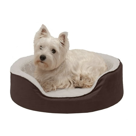 UPC: 0815181024529 | FurHaven Pet Products Faux Sheepskin & Suede Oval Pet Bed for Dogs & Cats – Espresso  Medium