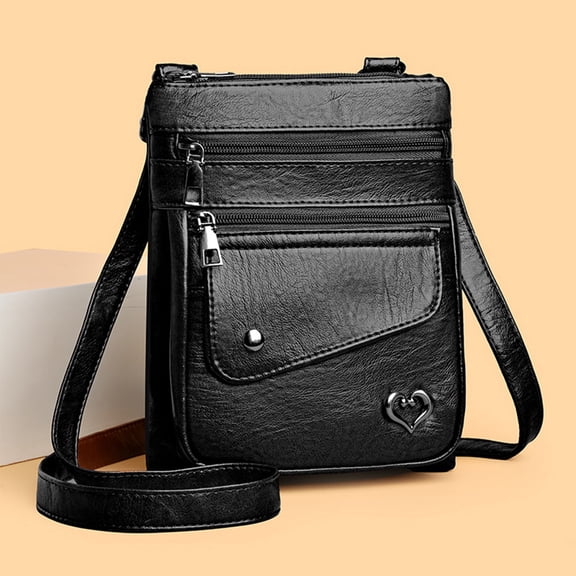 Djiypn Small Crossbody Bags for Women, Crossbody Cell Phone Bag Leather Wallet Purses with Strap, Gift for Women, Black