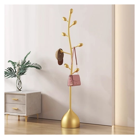 Gold Coat Racks Metal Coat Rack Stand Freestanding with Hooks,Entryway Coat Rack Stand Hats Hanger with Base,Coat Tree for Hanging Clothes
