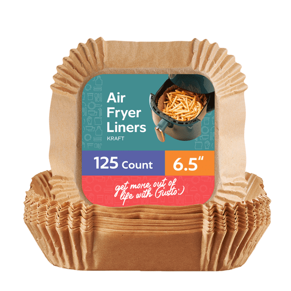 GUSTO 6.5" Air Fryer Liners Disposable Parchment Paper Square, 125-Pack
