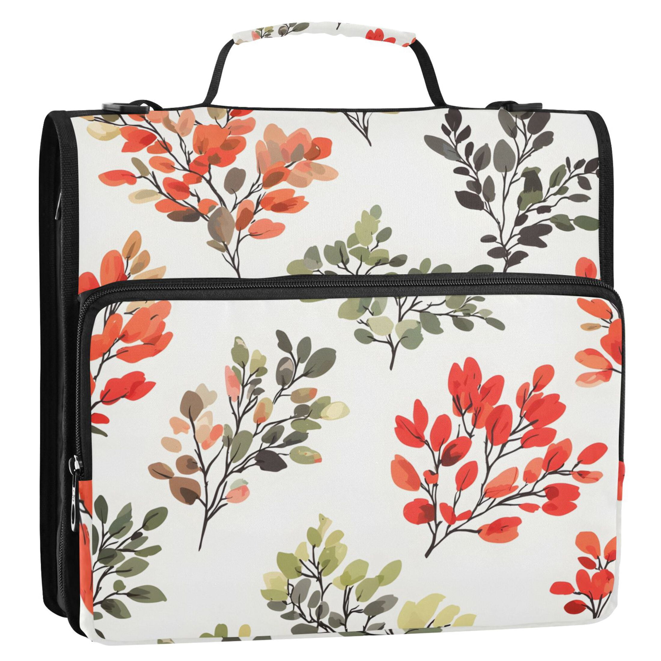 ALAZA Zipper Binder Leaves1 3 Ring Trapper Keeper File Folder Organizer Bag