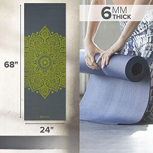 Yoga Mat - Premium 6mm Print Extra Thick Non Slip Exercise & Fitness Mat for All Types of Yoga, Pilates & Floor Workouts (68"L x 24"W x 6mm Thick)