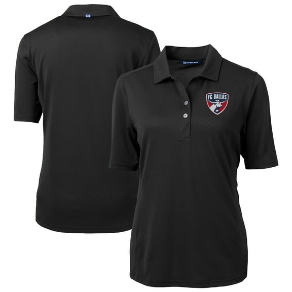Women's-Cutter & Buck  Black FC Dallas Virtue Eco Pique Recycled Polo