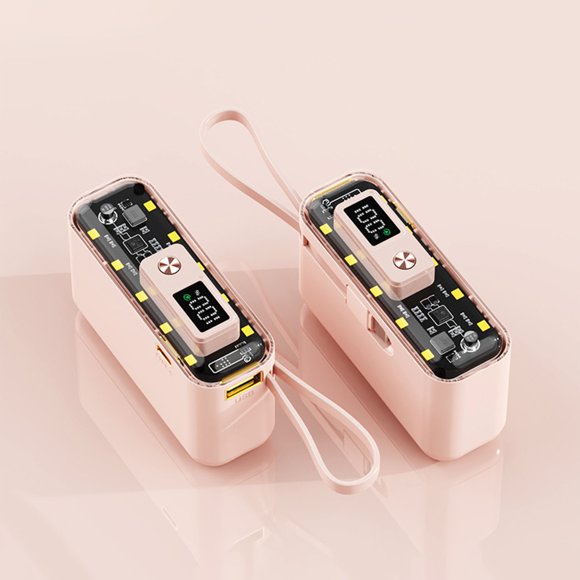 New Fast Charging PD22.5W Mini 20000 MAh With Cable Transparent Cell Phone Charging Treasure Mobile Power, Portable Charger