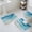 Blue, variant on Teal Blue Ombre Bath Mat 3 Piece Bathroom Rug Set, Modern Coastal Ink Painted Abstract Non Slip Bath Rug Contour Mat and Toilet Lid Cover, Absorbent Shower Mats Soft Bath Rugs and Mats Sets