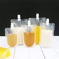 thumbnail image 2 of 50PCS 100Ml Liquid Stand Bag Leak Proof Drink Packaging Bag Spout Pouch for Beverage Juice Milk Coffee Storage,50 x Plastic Liquor Flask,Transparent, 2 of 9