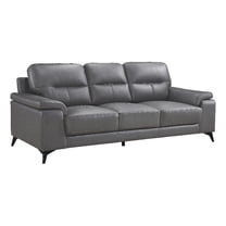 Mica Sofa- Dark Gray Top Grain Leather Foam Cushions- 89 Inch