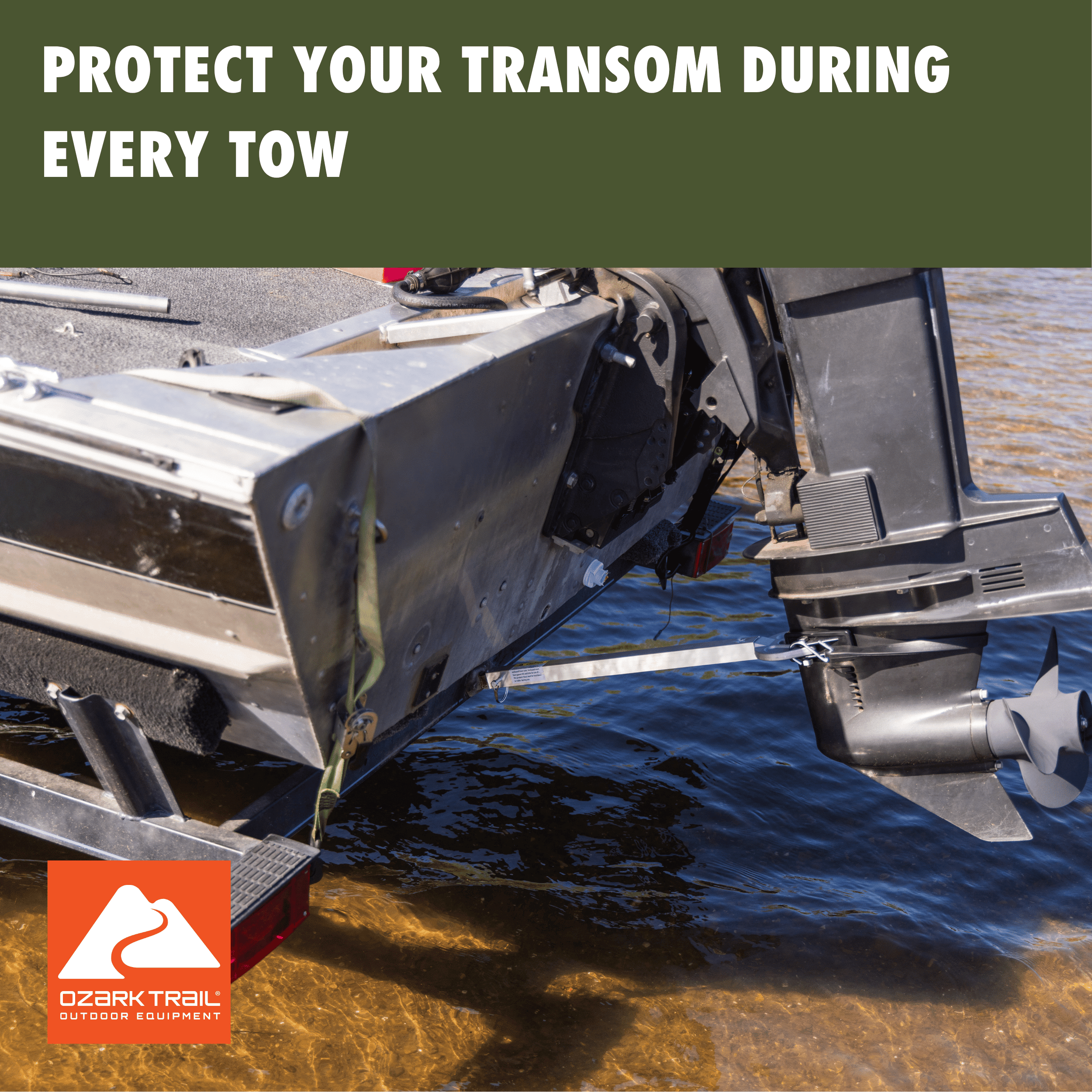 Ozark Trail Adjustable Boat Motor Transom Saver for Marine Trailers, Corrosion-Resistant