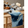 thumbnail image 6 of Ocean Blue Table Runner-Cotton Linen- 108 Inch Holiday Dresser Scarves, Abstract Seawave Modern Golden Painting Art Tablerunner for Kitchen Coffee/Dining Bedroom Living Room Dinner Scarf Décor 13x108, 6 of 9